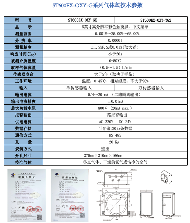 ST600-OXYY-G系列气体氧技术参数