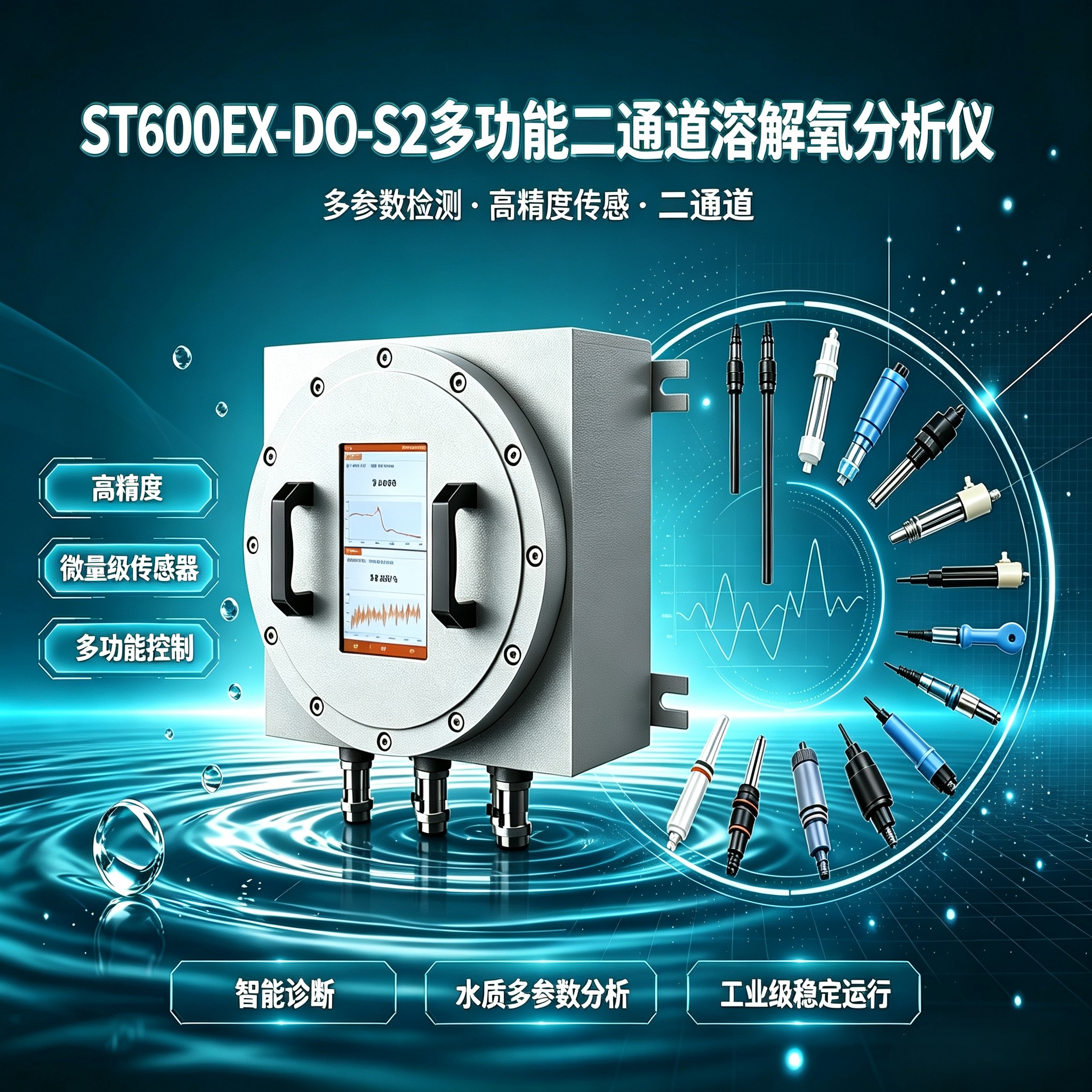 ST600EX-OXY-DO 系列智能双通道防爆在线溶解氧分析仪氧气、浊度、PH、电导率、其它离子监测可选