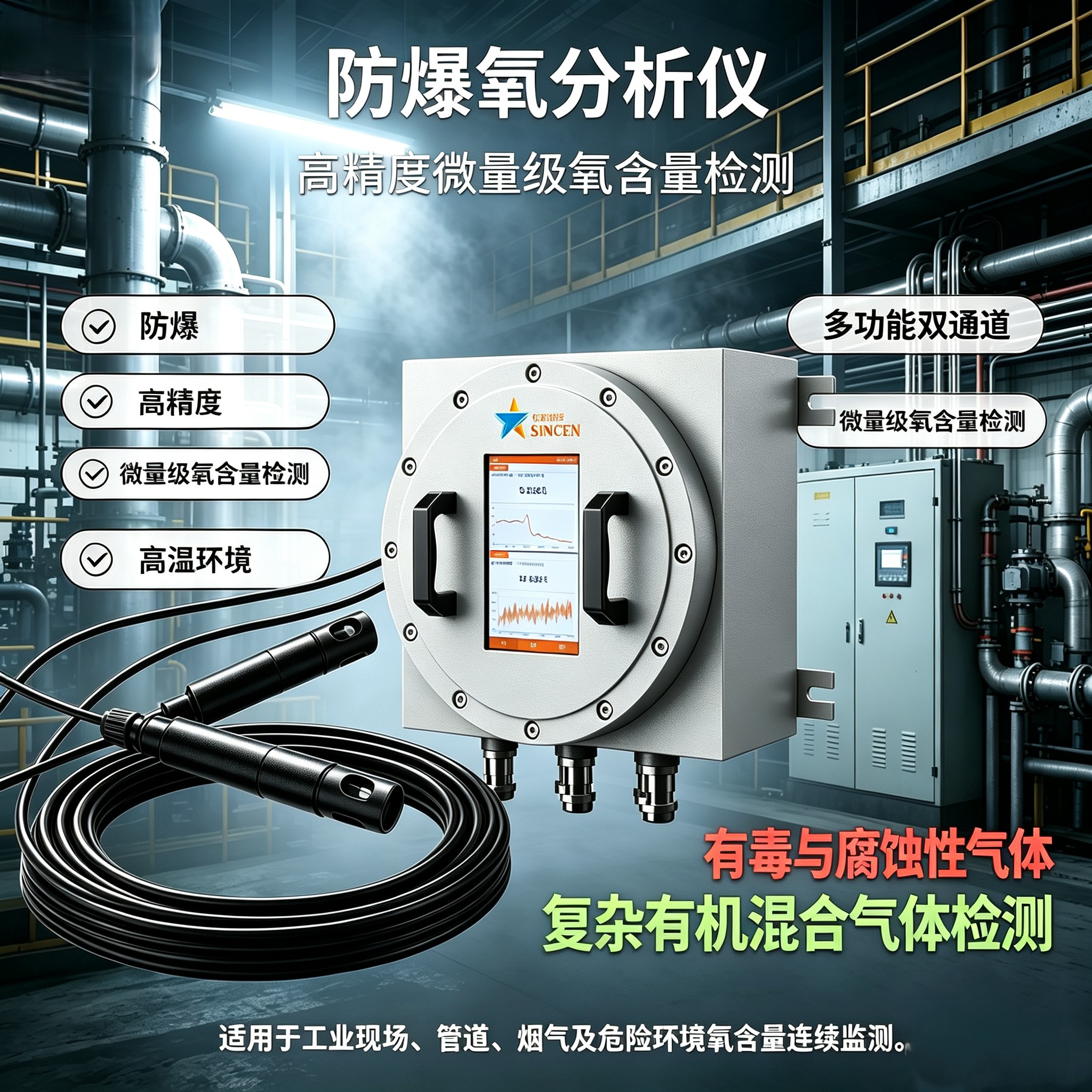 忻成科技ST600X-PO2系列在线防爆极谱氧分析仪双通道耐腐蚀、有毒、有机混合气体检测